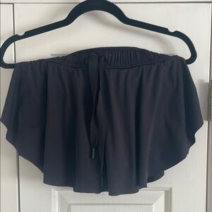 Black Flowy Skorts with Adjustable Waist
